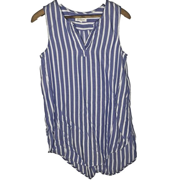 BEACH LUNCH LOUNGE Dress Striped Sleeveless Coverup Rayon Womens S Blue White - Picture 2 of 7